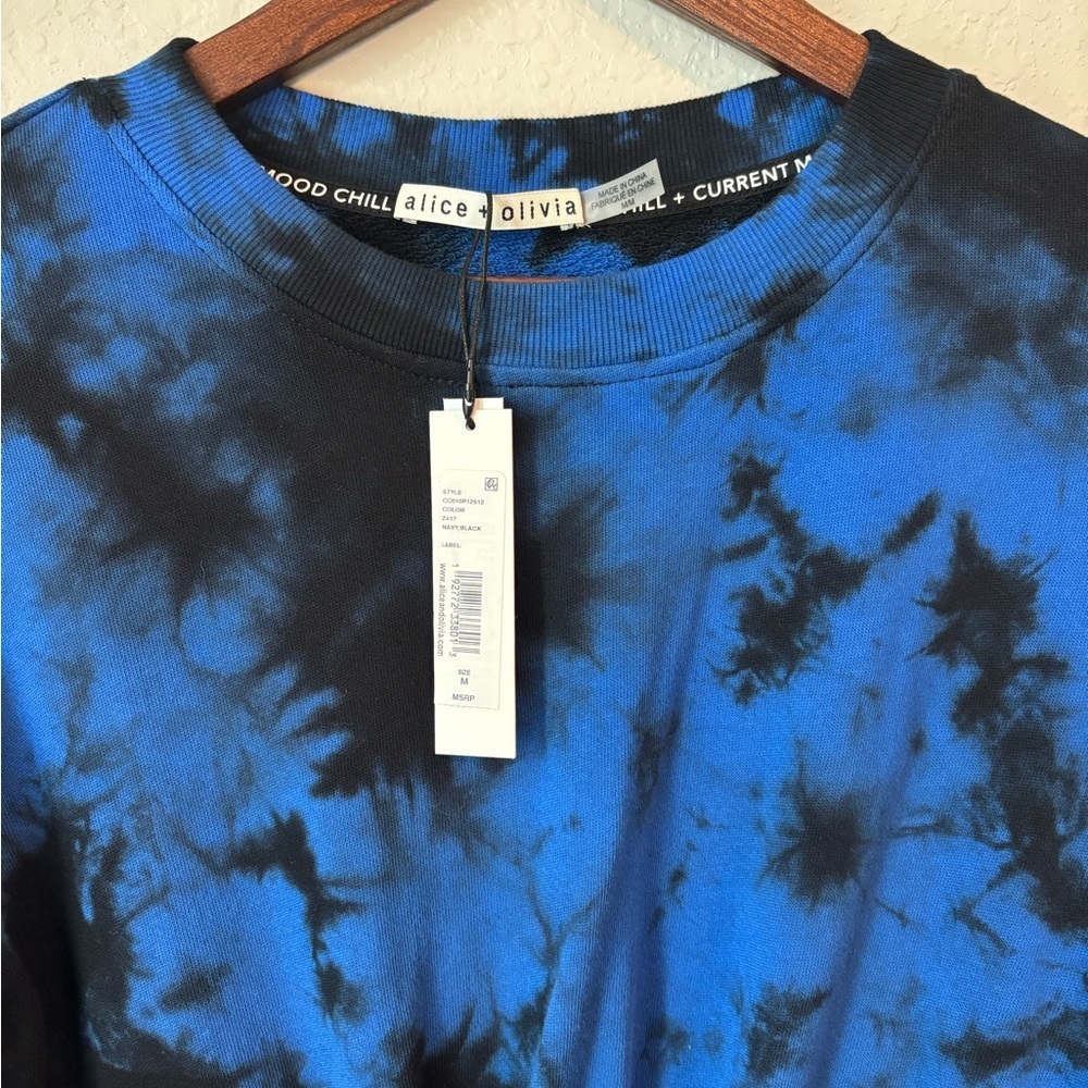 NWT Alice + Olivia Heeda Tie Dye Blue Black Mini Dress Size Medium - Picture 8 of 11
